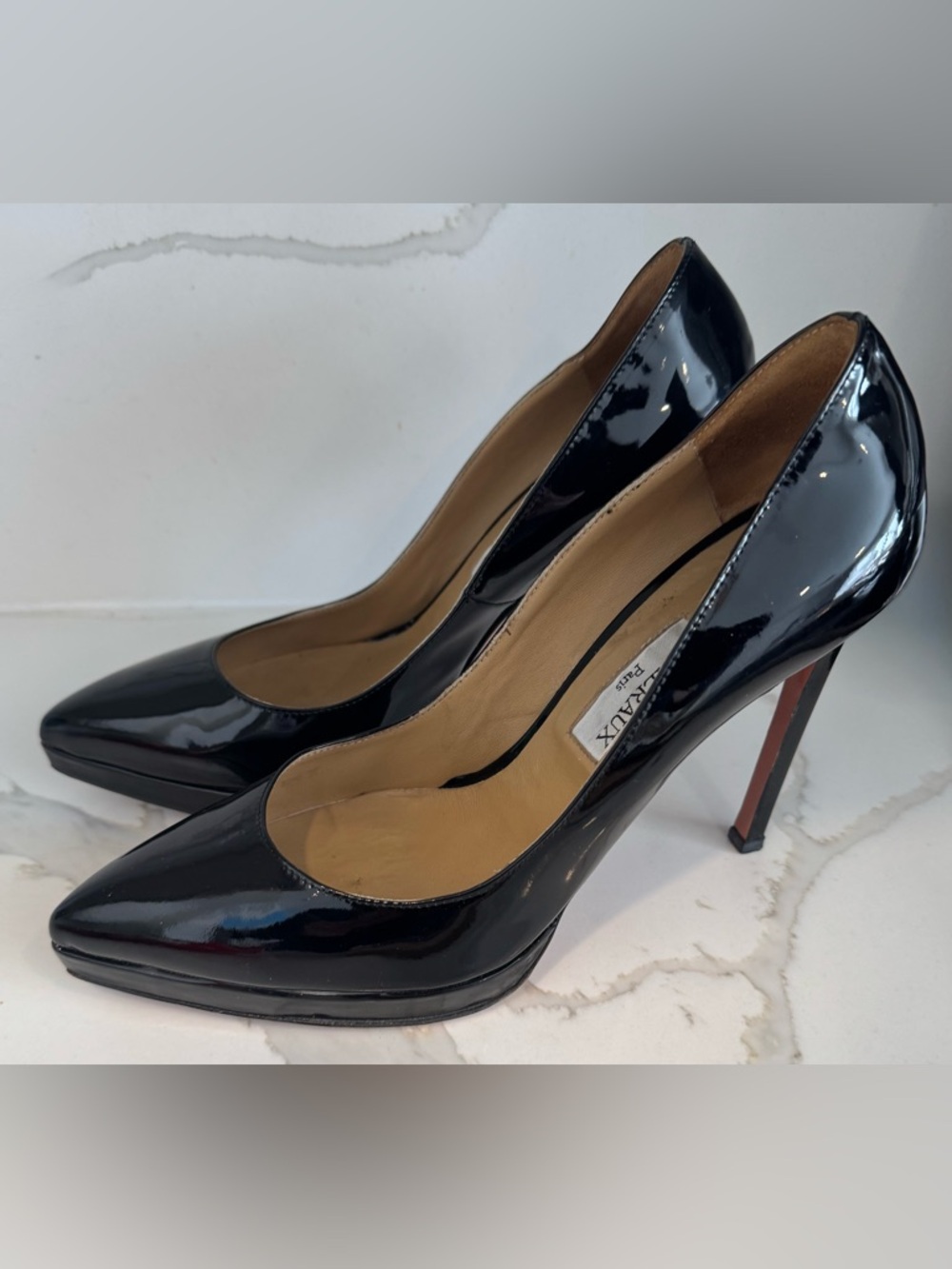 Malraux Paris Italy platform patent leather stiletto black heel party wedding 40